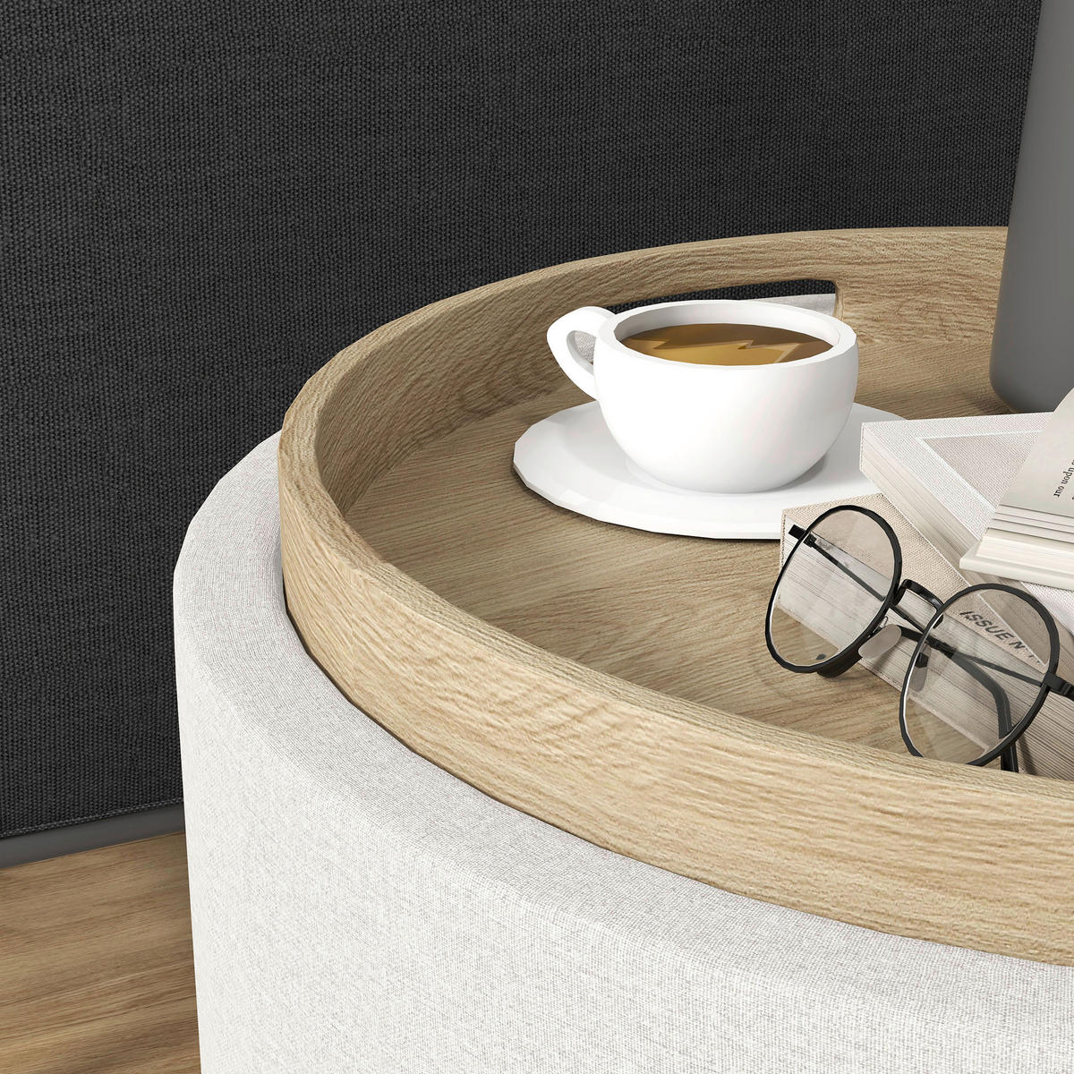 HOMCOM Hocker cremeweiß B/H/L: ca. 56x56x42 cm Polsterhocker - cremeweiß (42,00/56,00/56,00cm) - HOMCOM