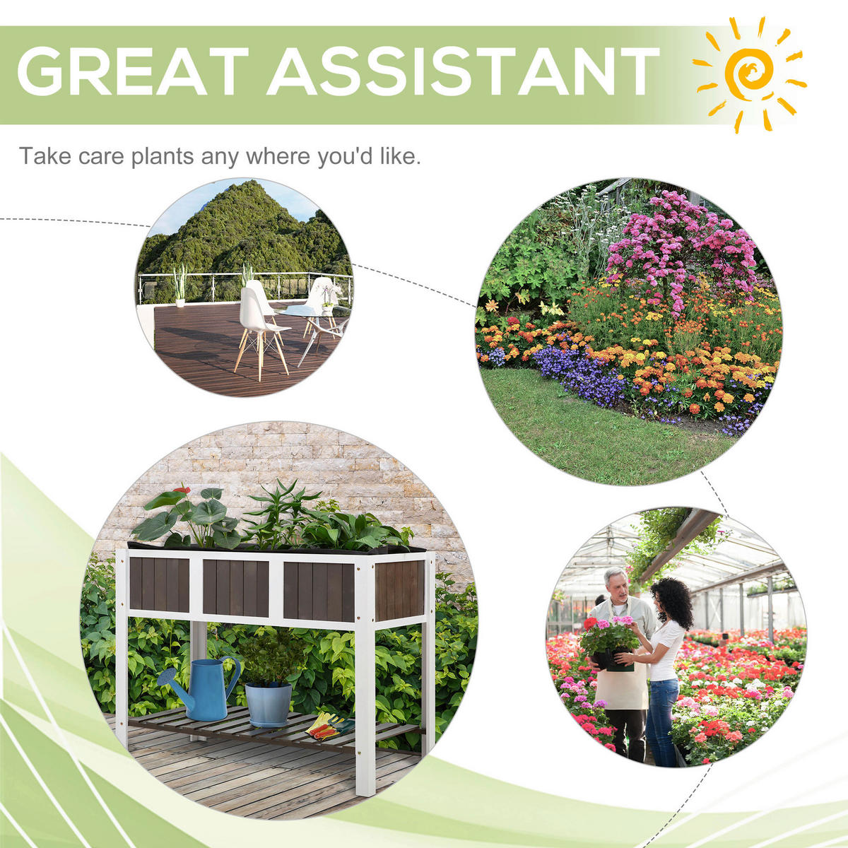 Outsunny Hochbeet B/H/L: ca. 57x89x119 cm Hochbeet - weiß/grau (119,00/57,00/89,00cm) - Outsunny