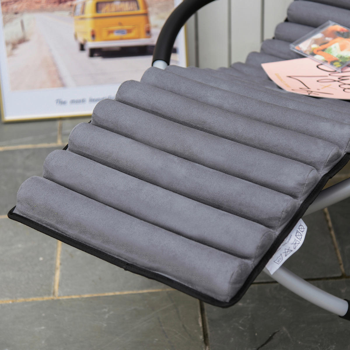 Outsunny Schaukelstuhl mit  Kissen grau Metall B/H/L: ca. 74x86x145 cm Schaukelstuhl_mit_Kissen - grau (145,00/74,00/86,00cm) - Outsunny
