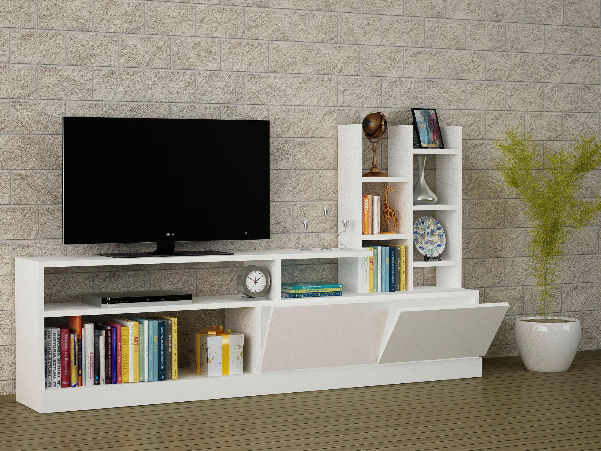 Wohnwand Dolunay B/H/T: ca. 165x91,3x25 cm Dolunay - (165,00/91,30/25,00cm) - moebel17