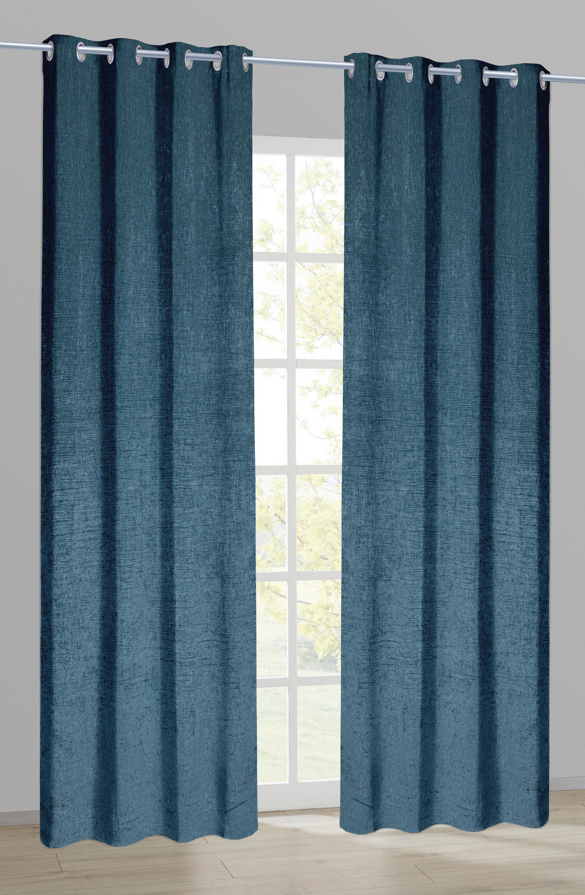 Ösenvorhang Chenille blau B/L: ca. 140x245 cm Chenille - blau (140,00/245,00cm)
