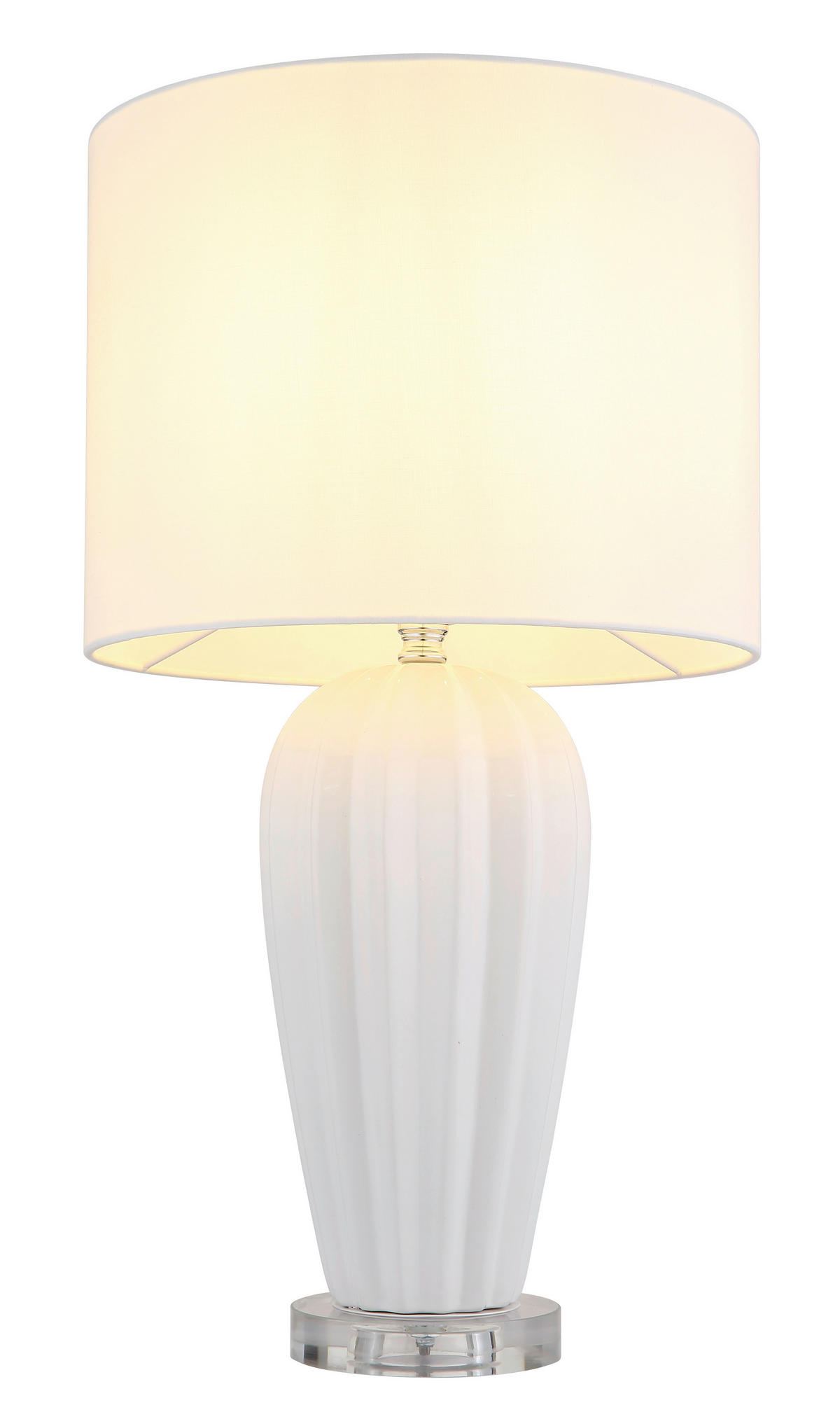 GLOBO Tischleuchte IRINA 24145W klar weiß Chrom Kunststoff Keramik Metall H/D: ca. 59x35 cm E27 1 Brennstellen IRINA - klar/weiß (35,00/59,00cm) - GLOBO