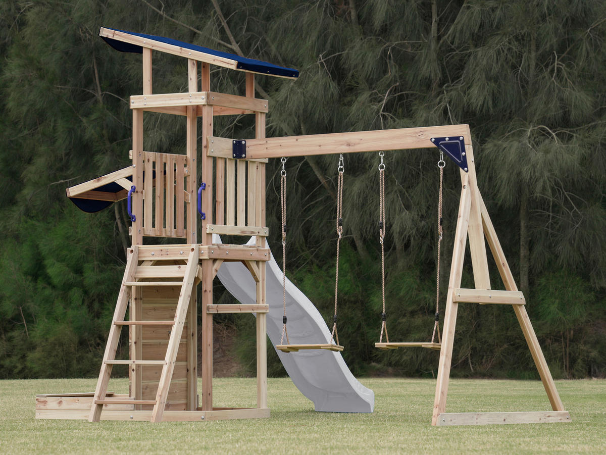 AXI Spielturm Malik weiß B/H/L: ca. 345x270x336 cm Malik - braun/weiß (336,00/345,00/270,00cm) - AXI