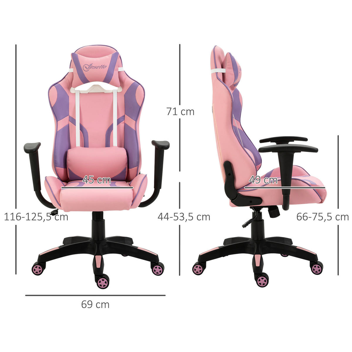Gaming-Sessel 921-201 rosa 921-201 - rosa (69,00/125,50/56,00cm) - Vinsetto