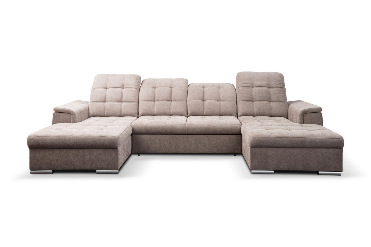 Wohnlandschaft Nadja stone Microfaser B/H/T: ca. 330x105x174 cm Nadja - schwarz/stone (330,00/105,00/174,00cm)