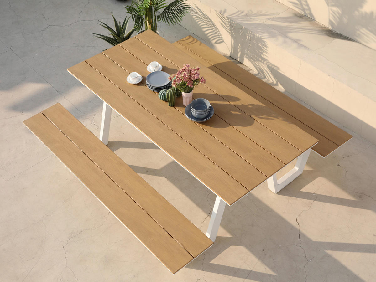AXI Outdoor Living Picknickset Nori braun Metall B/H/L: ca. 200x75x190 cm Nori - braun/weiß (190,00/200,00/75,00cm) - AXI Outdoor Living