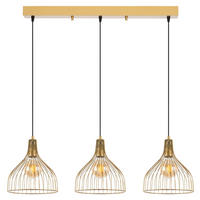 Opviq Pendelleuchte gold B/H/T/L: ca. 25x121x25x94 cm E27 3 Brennstellen Cafu - gold (94,00/25,00/121,00cm) - Opviq