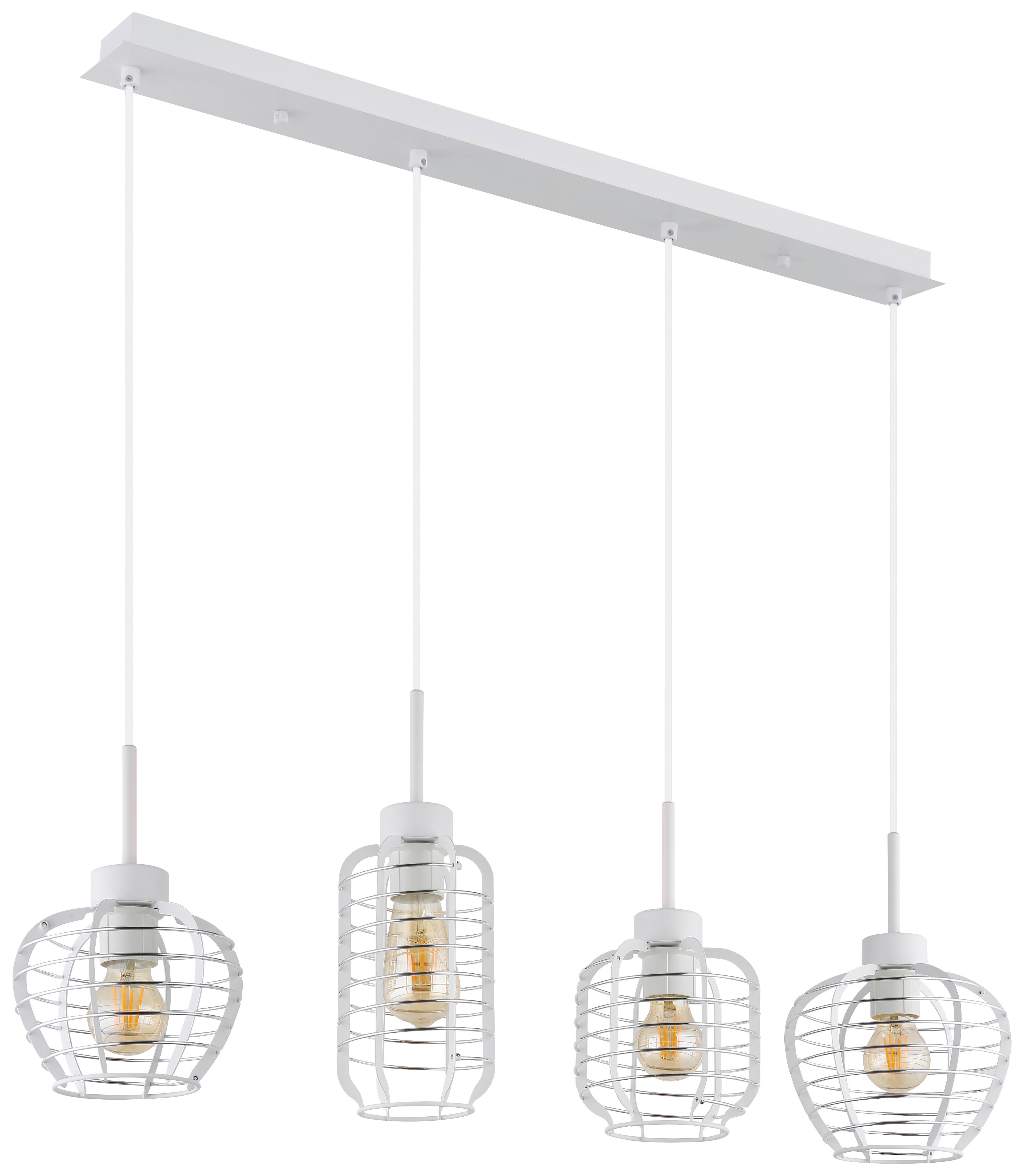 GLOBO Hängeleuchte weiß Chrom Aluminium Metall B/H/L: ca. 37x25,5x86 cm E27 4 Brennstellen Hängeleuchte-Nesa - weiß/Chrom (86,00/37,00/25,50cm) - GLOBO