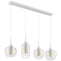 GLOBO Hängeleuchte weiß Chrom Aluminium Metall B/H/L: ca. 37x25,5x86 cm E27 4 Brennstellen Hängeleuchte-Nesa - weiß/Chrom (86,00/37,00/25,50cm) - GLOBO