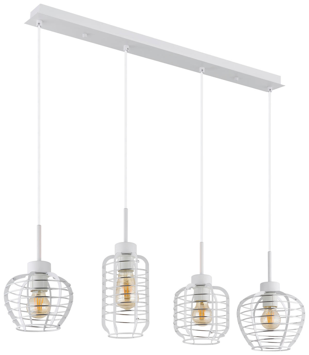 GLOBO Hängeleuchte weiß Chrom Aluminium Metall B/H/L: ca. 37x25,5x86 cm E27 4 Brennstellen Hängeleuchte-Nesa - weiß/Chrom (86,00/37,00/25,50cm) - GLOBO