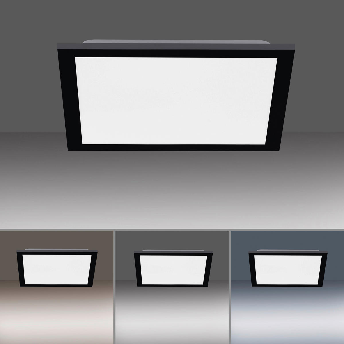 Just Light LED-Deckenpanel FLAT 14754-18 weiß schwarz Metall Kunststoff B/H/T: ca. 29,5x6,5x29,5 cm 1 Brennstellen FLAT - weiß/schwarz (29,50/6,50/29,50cm) - Just Light