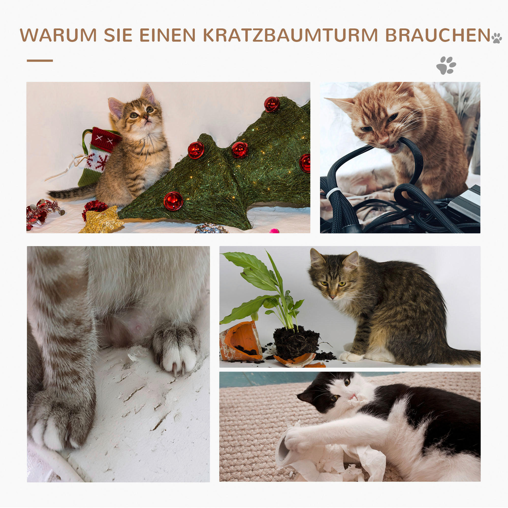 PawHut Kratzbaum hellbraun Edelstahl B/H...