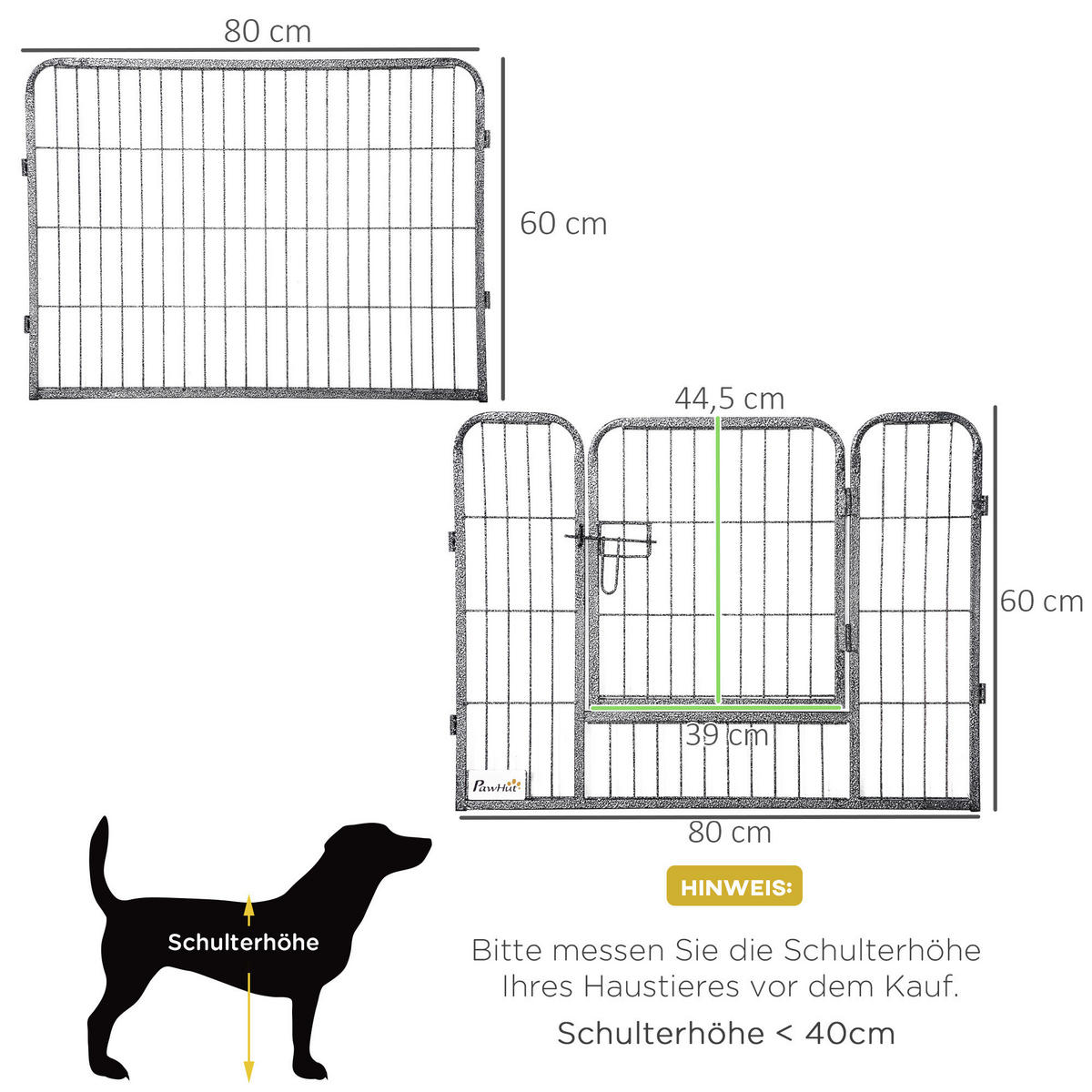 PawHut Gehege grau Edelstahl B/H/L: ca. 1,5x80x60 cm Freilaufgehege - grau (60,00/1,50/80,00cm) - PawHut