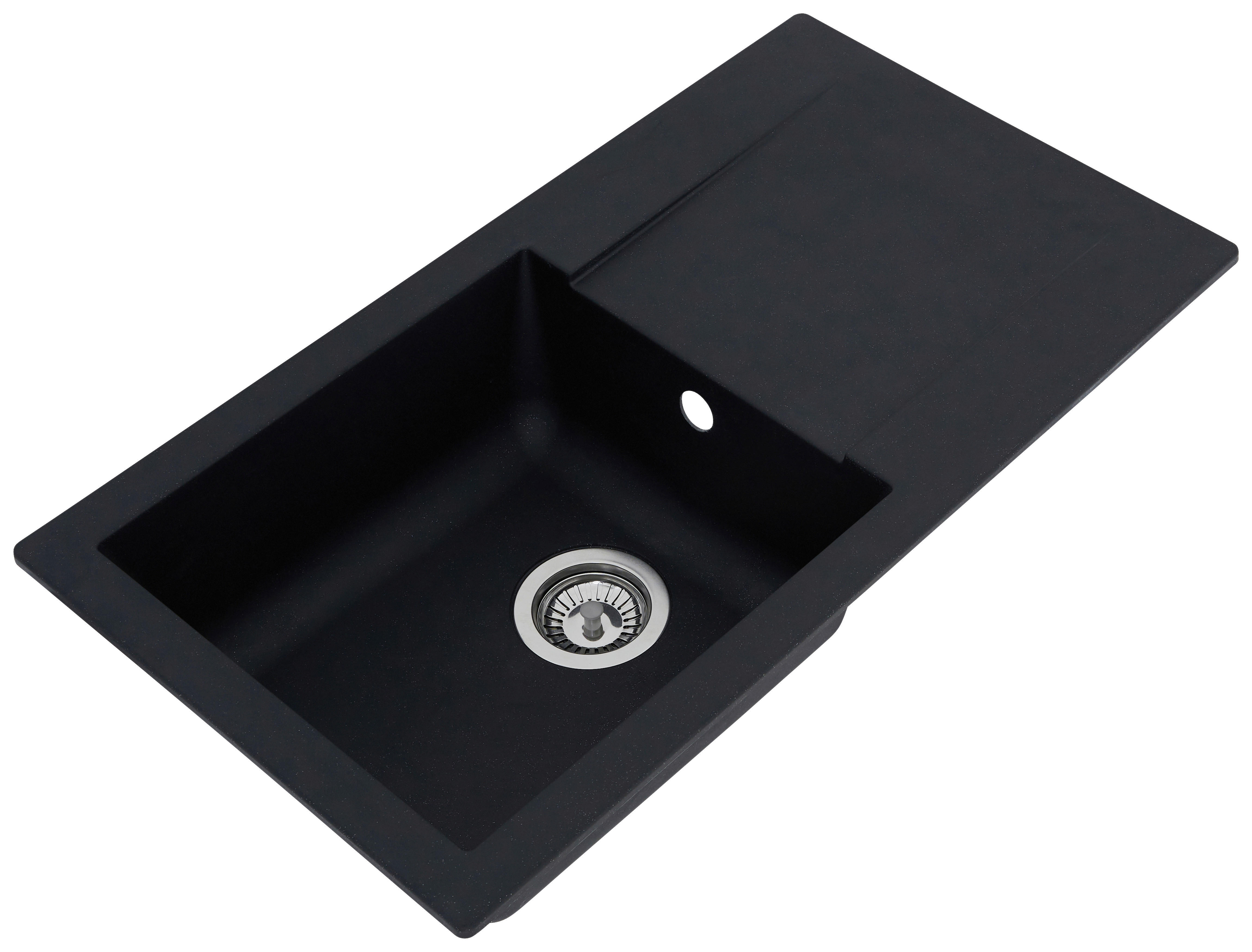 Thumbnail - Respekta Einbauspüle Denver 78 x 44 S schwarz Mineralite B/H/T: ca. 78x17x43,5 cm