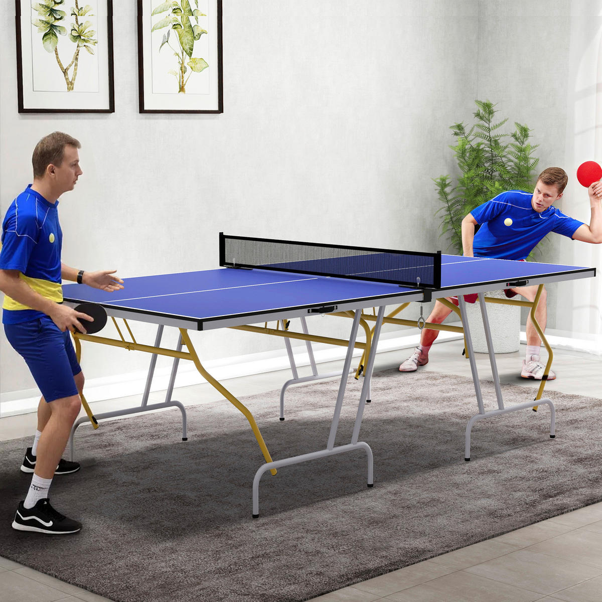 SPORTNOW Tischtennisplatte blau Stahl B/H/L: ca. 152,5x76x274 cm Tischtennisplatte - blau (274,00/152,50/76,00cm) - SPORTNOW