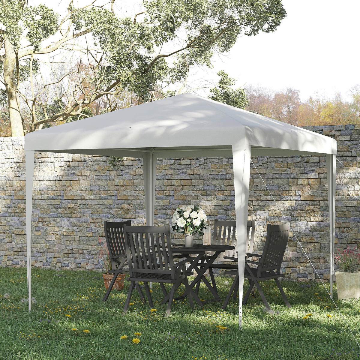 Outsunny Pavillon weiß Kunststoff B/H/L: ca. 270x270x254 cm Pavillon - weiß (254,00/270,00/270,00cm) - Outsunny