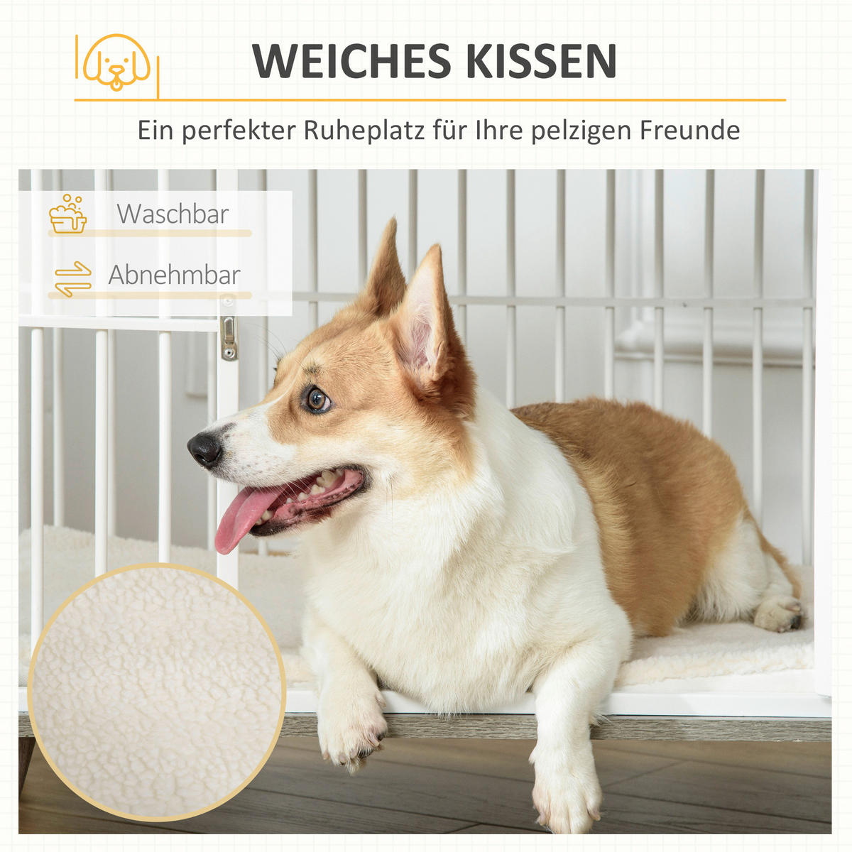 PawHut Hundekäfig grau Stahl B/H/L: ca. 60x70x86 cm Hundekäfig - weiß/grau (86,00/60,00/70,00cm) - PawHut