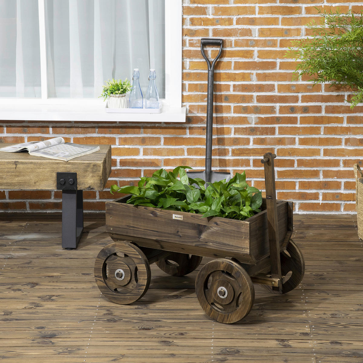 Outsunny Blumenwagen grau B/H/L: ca. 53x55x120 cm Blumenwagen - grau (120,00/53,00/55,00cm) - Outsunny