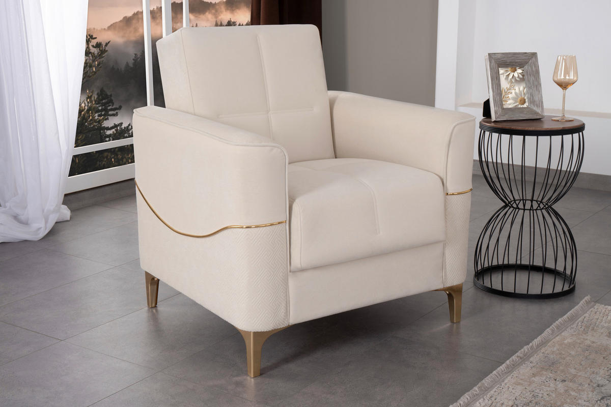 Sofa 3-2-1 Salda beige Microfaser Salda - gold/beige