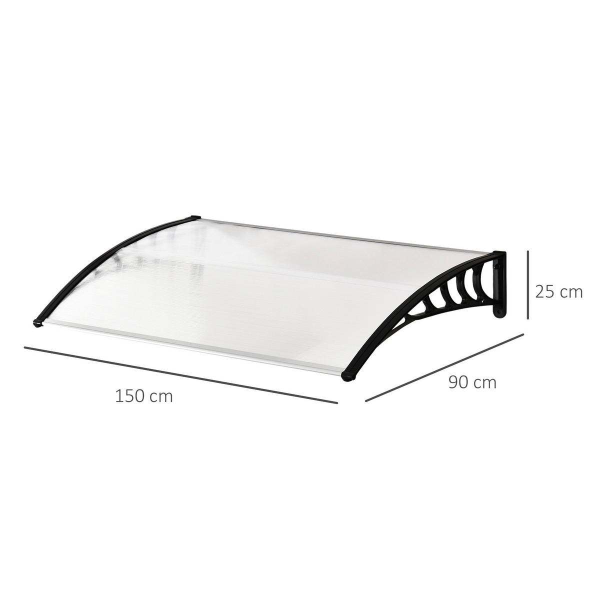 Outsunny Vordach weiß B/H/L: ca. 150x90x25 cm Vordach - weiß (25,00/150,00/90,00cm) - Outsunny