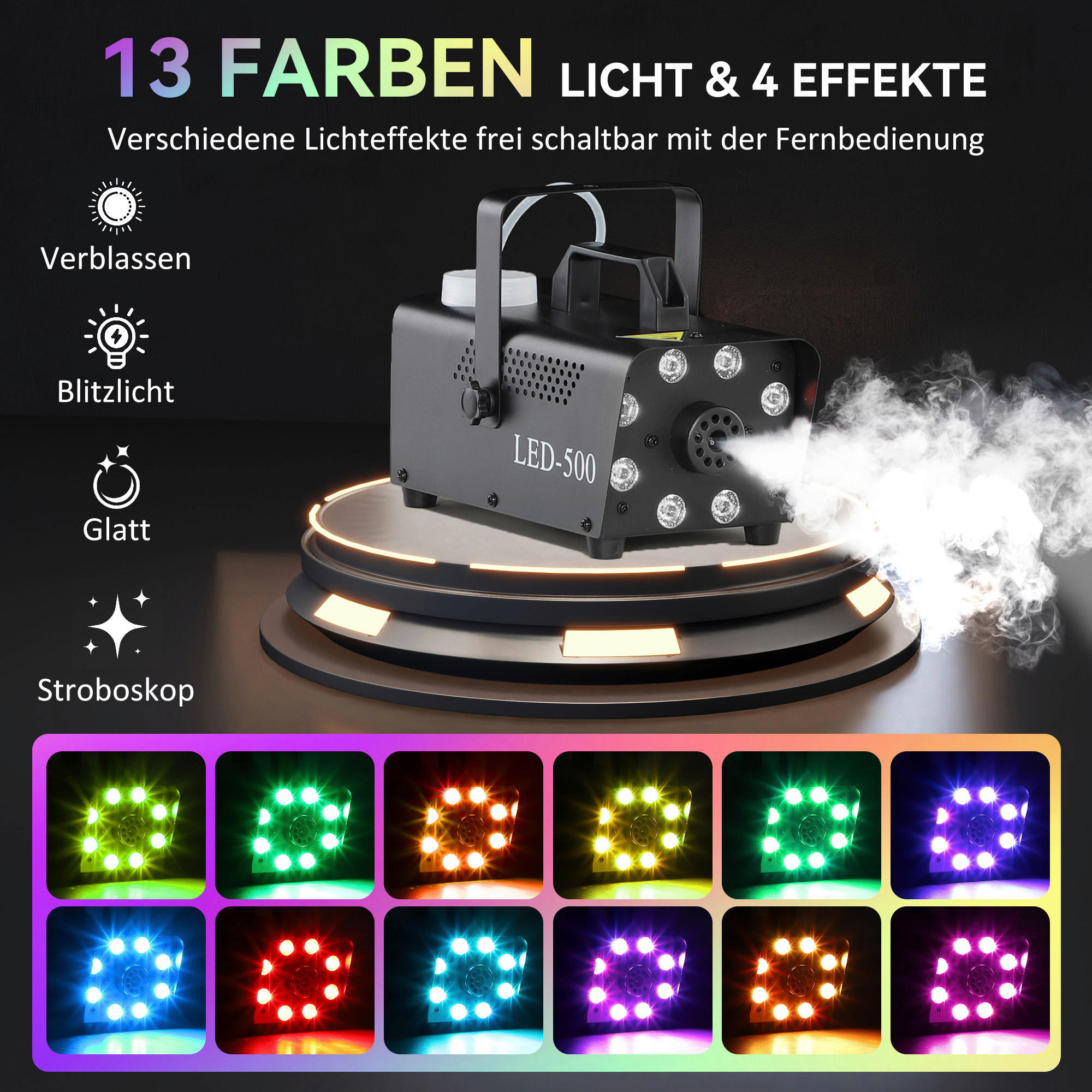 Thumbnail - HOMCOM Nebelmaschine schwarz Kunststoff B/H/L: ca. 12x14x24 cm