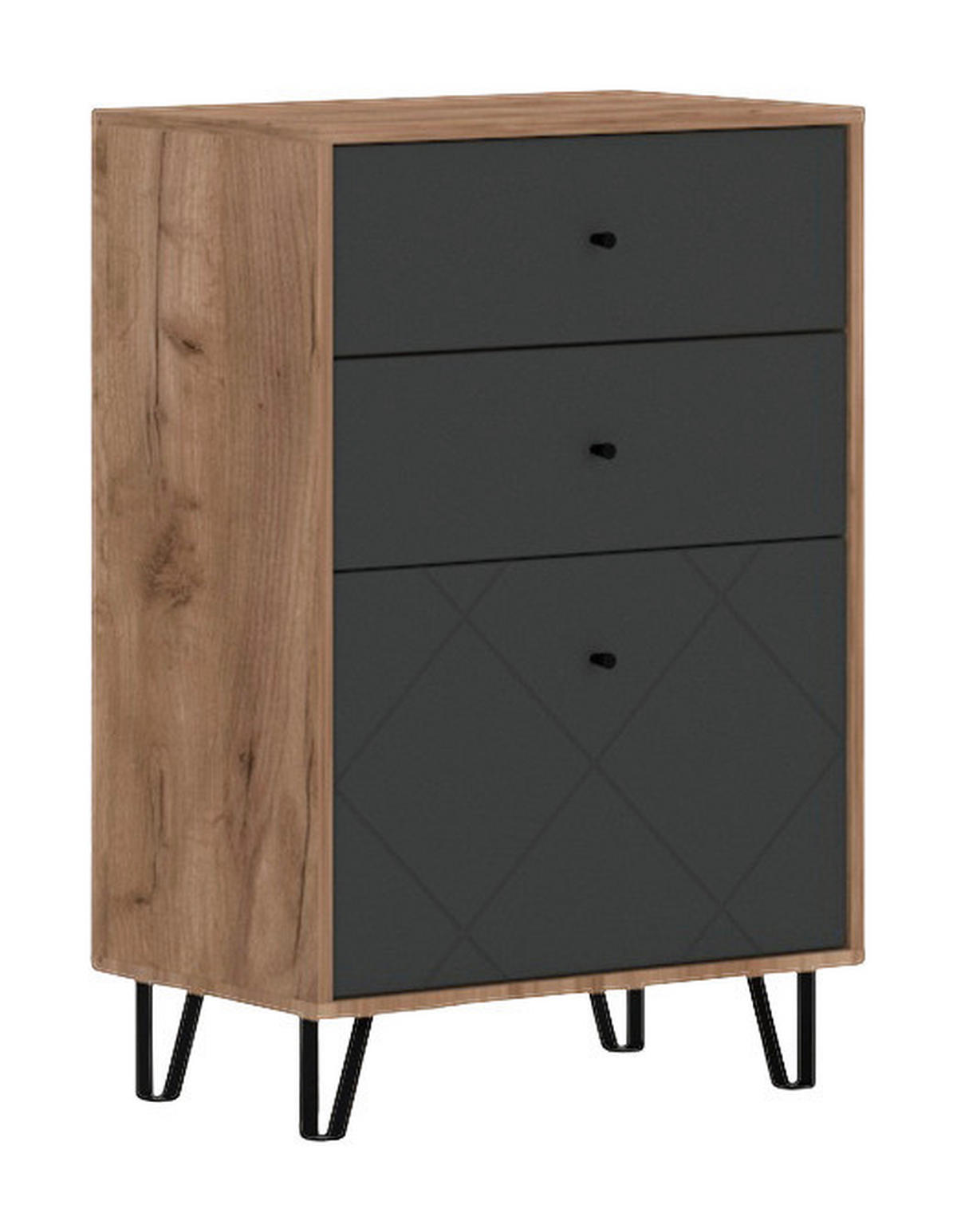 Kommode BILBAO Eiche Tabak Nachbildung anthrazit B/H/T: ca. 63,4x95,5x40 cm BILBAO - Eiche/anthrazit (63,40/95,50/40,00cm) - WIPMEB