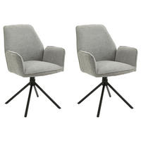 Stuhl BLAIR 2er-Set hellgrau schwarz Webstoff Metall B/H/T: ca. 57x89x61 cm BLAIR 2er-Set - hellgrau/schwarz (57,00/89,00/61,00cm) - byLIVING