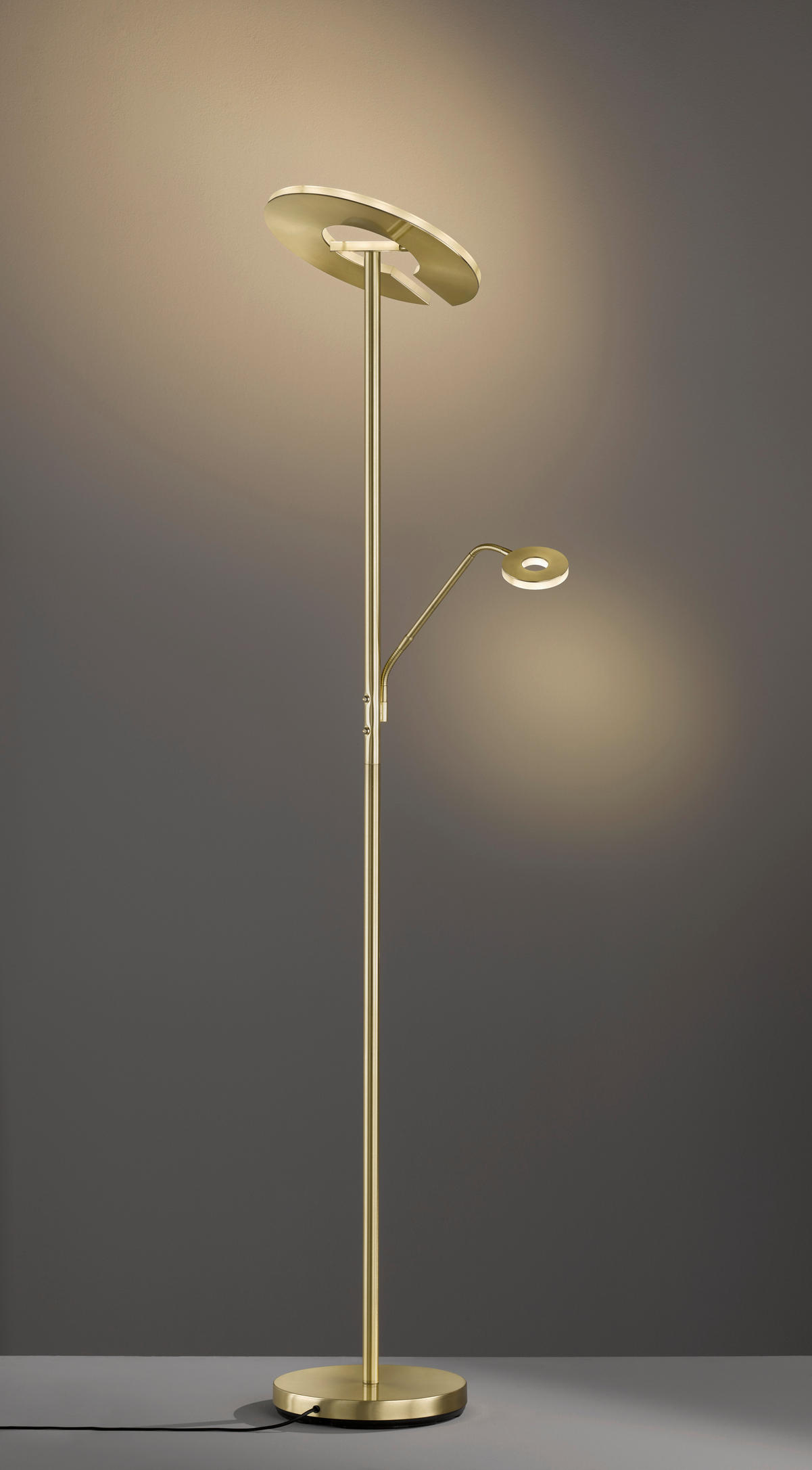 Fischer & Honsel LED-Stehleuchte 40316 messing weiß Glas Metall B/H/T: ca. 35x180x50 cm 1 Brennstellen Dent - messing/weiß (35,00/180,00/50,00cm) - Fischer & Honsel