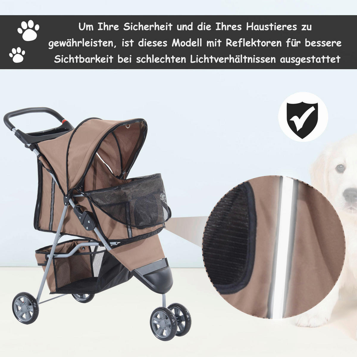 PawHut Hundebuggy kaffee Kunststoff B/H/L: ca. 45x97x75 cm Hundebuggy - kaffee (75,00/45,00/97,00cm) - PawHut