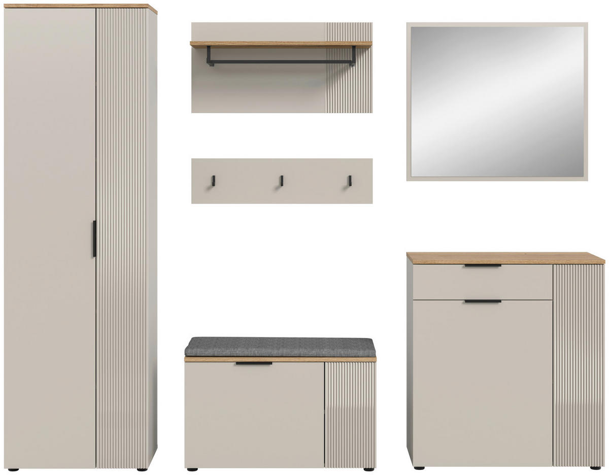 Garderobe Slide Kaschmirgrau Nachbildung Evoke Oak Nachbildung B/H/T: ca. 250x190x36 cm Slide - (250,00/190,00/36,00cm) - xonox.home