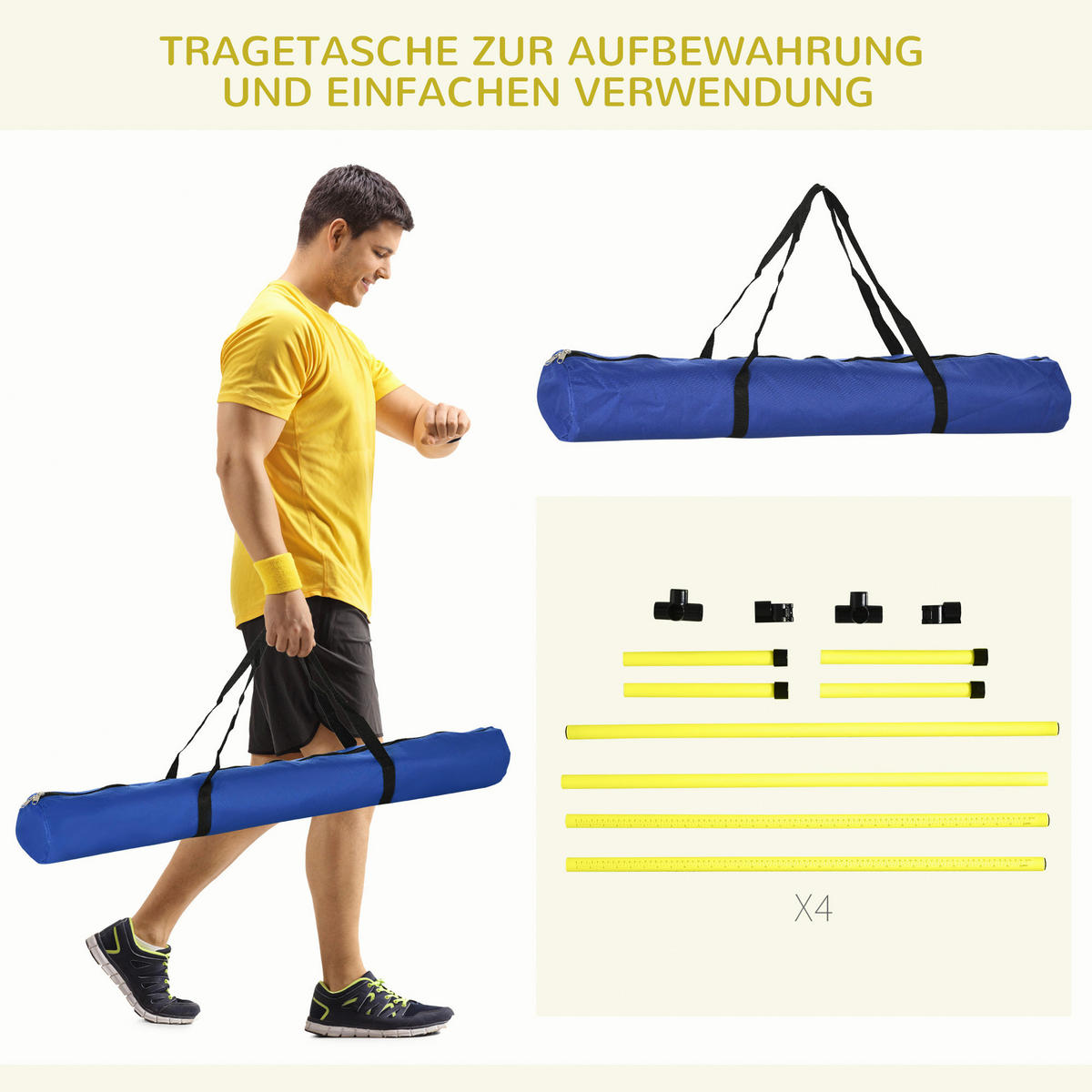 PawHut Hunde-Agility-Set gelb Kunststoff B/H/L: ca. 65x94x99 cm Hunde-Agility-Set - gelb (99,00/65,00/94,00cm) - PawHut