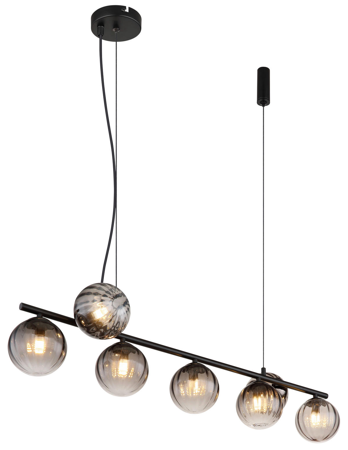 GLOBO Pendelleuchte klar schwarz Metall B/H/T: ca. 28x120x95 cm G9 7 Brennstellen DALLERTA - klar/schwarz (28,00/120,00/95,00cm) - GLOBO