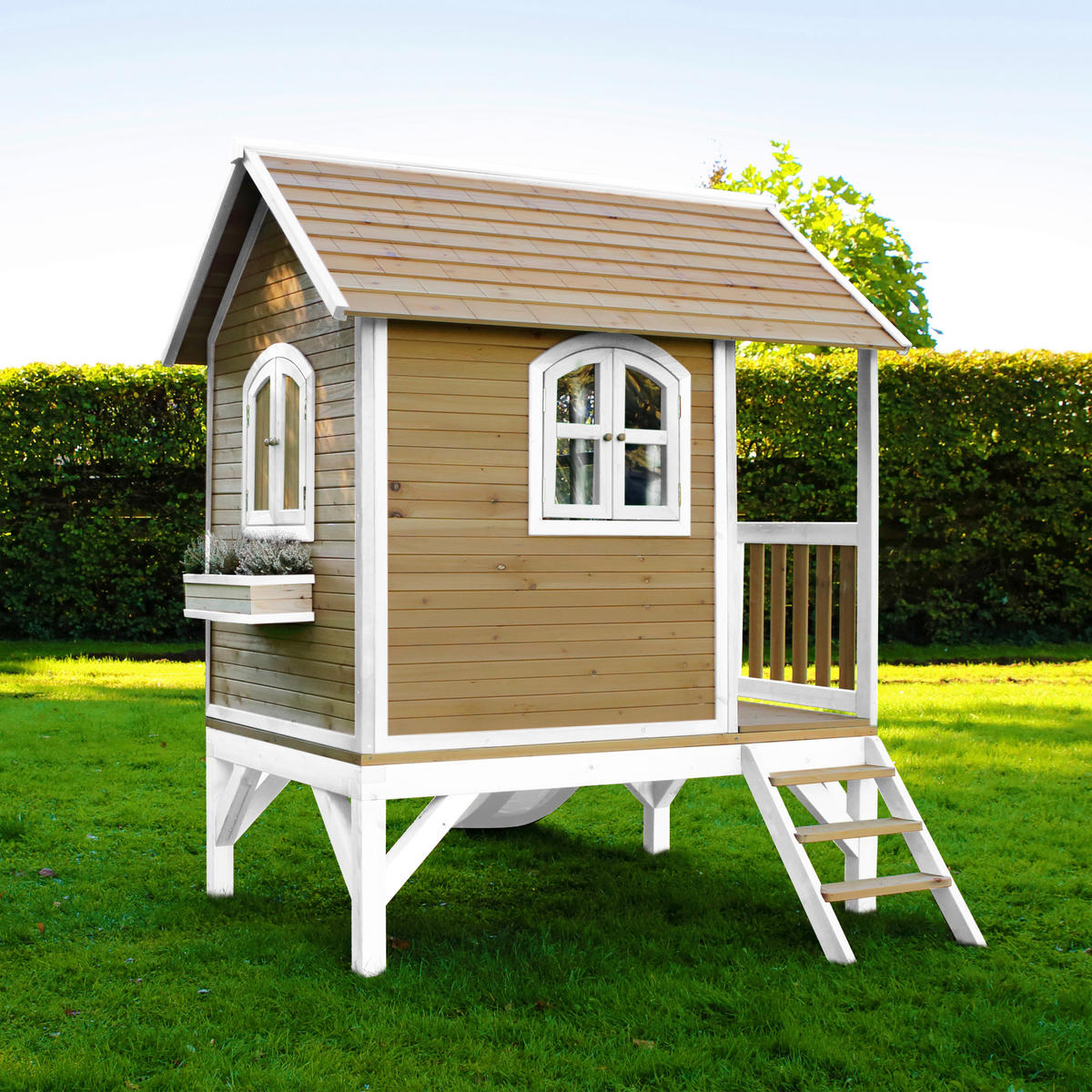 AXI Spielhaus Tom braun B/H/L: ca. 287x231x191 cm Tom - braun/weiß (191,00/287,00/231,00cm) - AXI