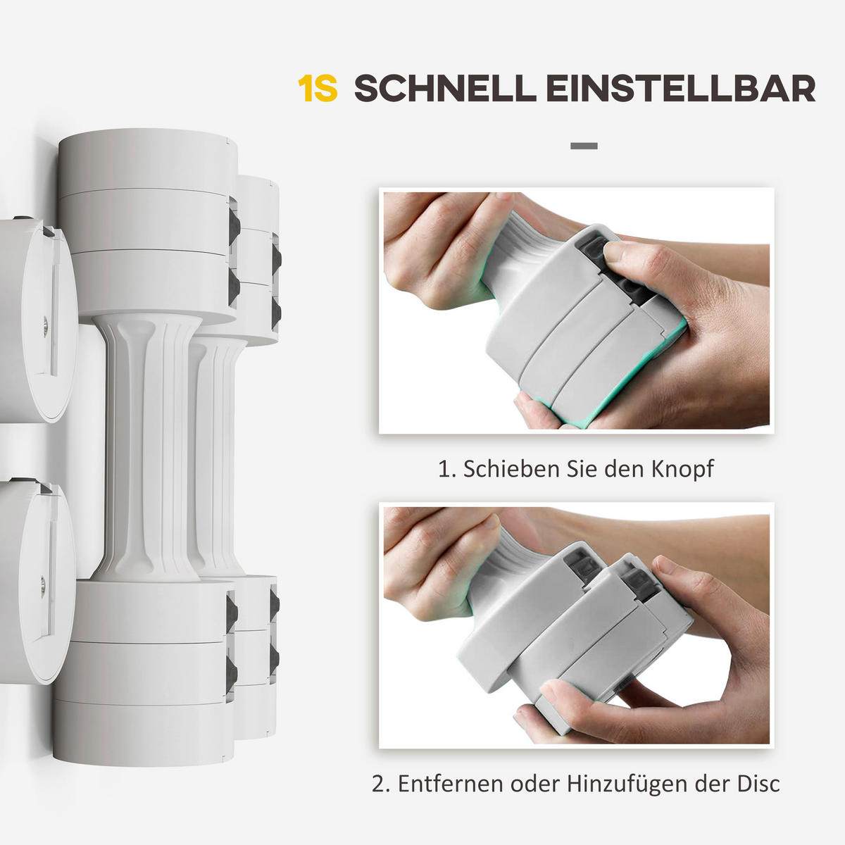 SPORTNOW Hanteln weiß Kunststoff B/H/L: ca. 7,5x7,5x26,5 cm Hanteln - weiß (26,50/7,50/7,50cm) - SPORTNOW