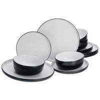 CreaTable Tafelservice Nordic weiß Steinzeug 12 tlg. Nordic - weiß/schwarz - CreaTable