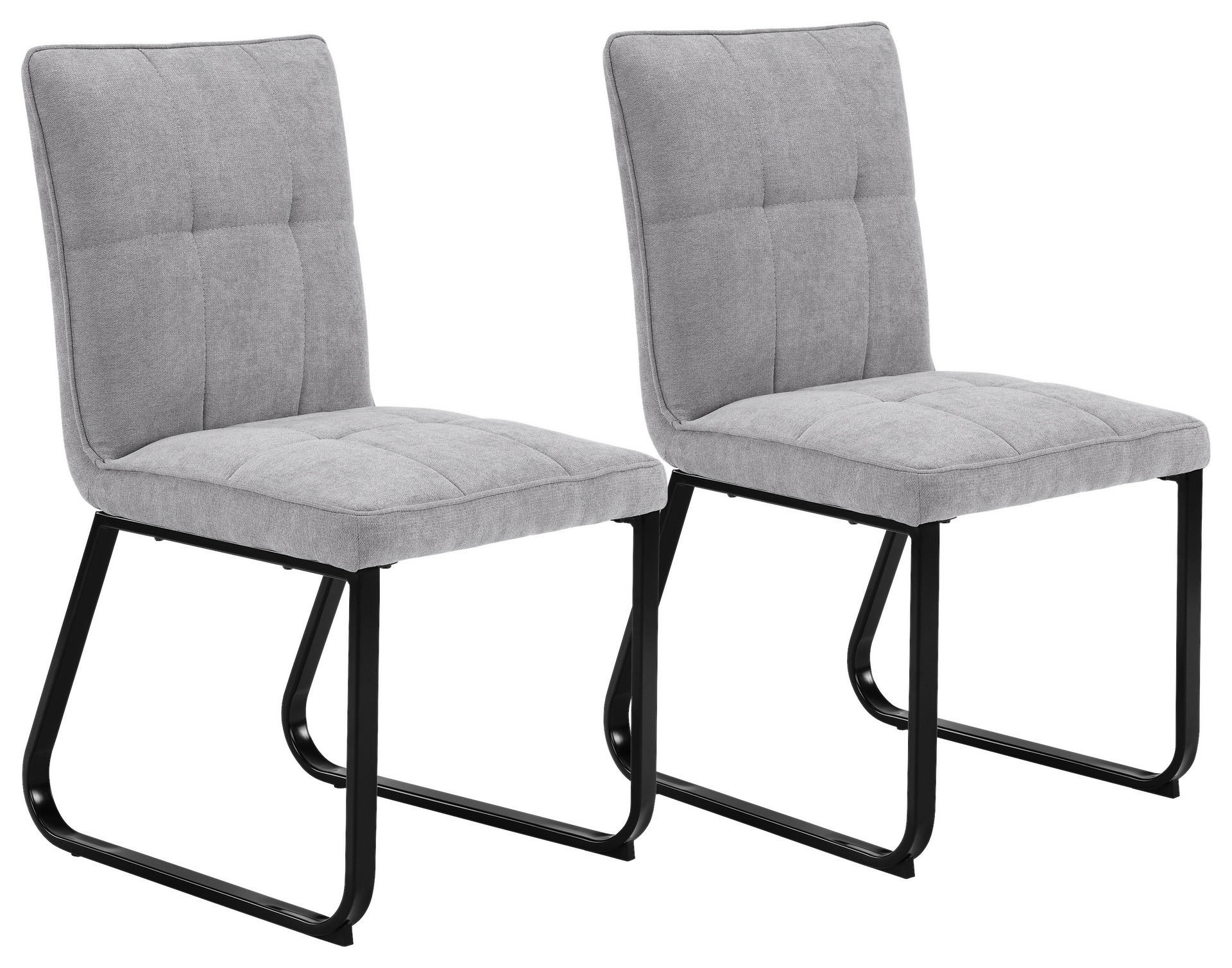 Stuhl TALEA  2er-Set hellgrau schwarz Webstoff Metall B/H/T: ca. 46x86x55 cm TALEA  2er-Set - hellgrau/schwarz (46,00/86,00/55,00cm) - byLIVING