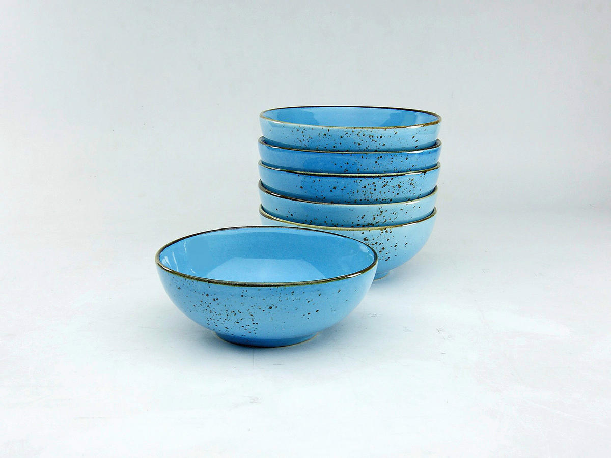 CreaTable Schalen-Set NATURE COLLECTION blau Steinzeug D: ca. 16,5 cm NATURE COLLECTION - blau (16,50cm) - CreaTable