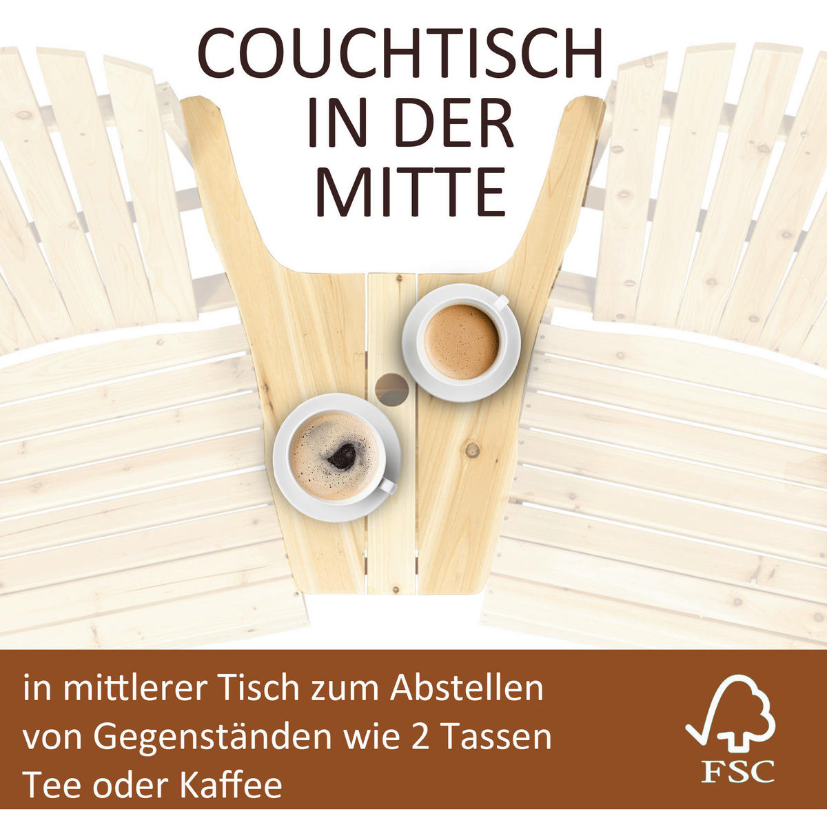 Outsunny Gartenbank natur Holz B/H/L: ca. 87x92x178 cm Gartenbank mit Tisch - natur (178,00/87,00/92,00cm) - Outsunny