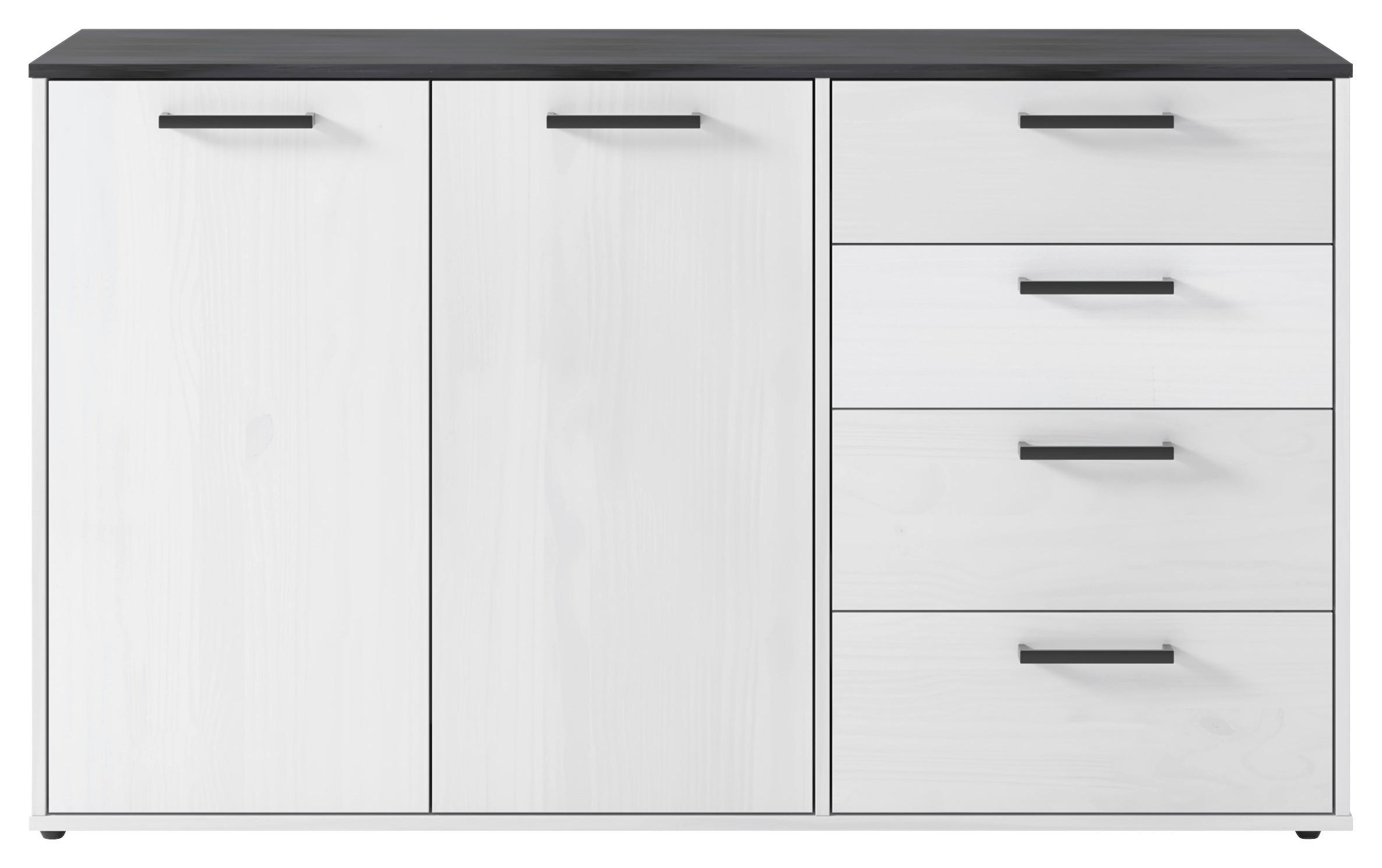 Sideboard Smart 1 Massivholz kiefer weiß schwarz B/H/T: ca. 150x89x40 cm Smart 1 Massivholz - kiefer/weiß (150,00/89,00/40,00cm)