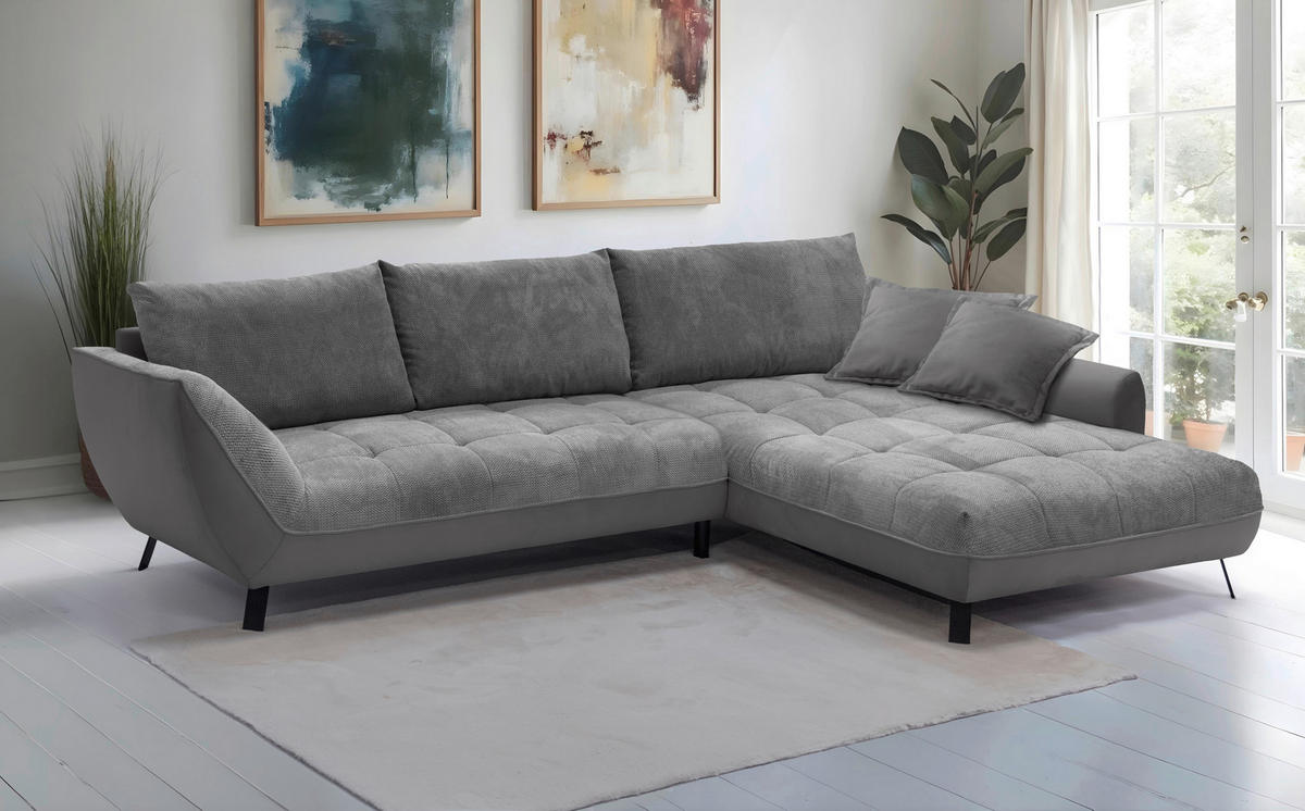 Polsterecke San Vito grau Microfaser B/H/T: ca. 324x92x205 cm San Vito - schwarz/grau (324,00/92,00/205,00cm)