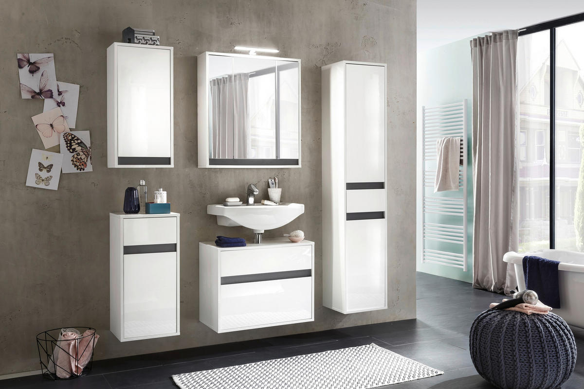 Stauraumelement Sol weiß weiß Hochglanz B/H/T: ca. 35x73x31 cm Sol - weiß (35,00/73,00/31,00cm) - Trendteam