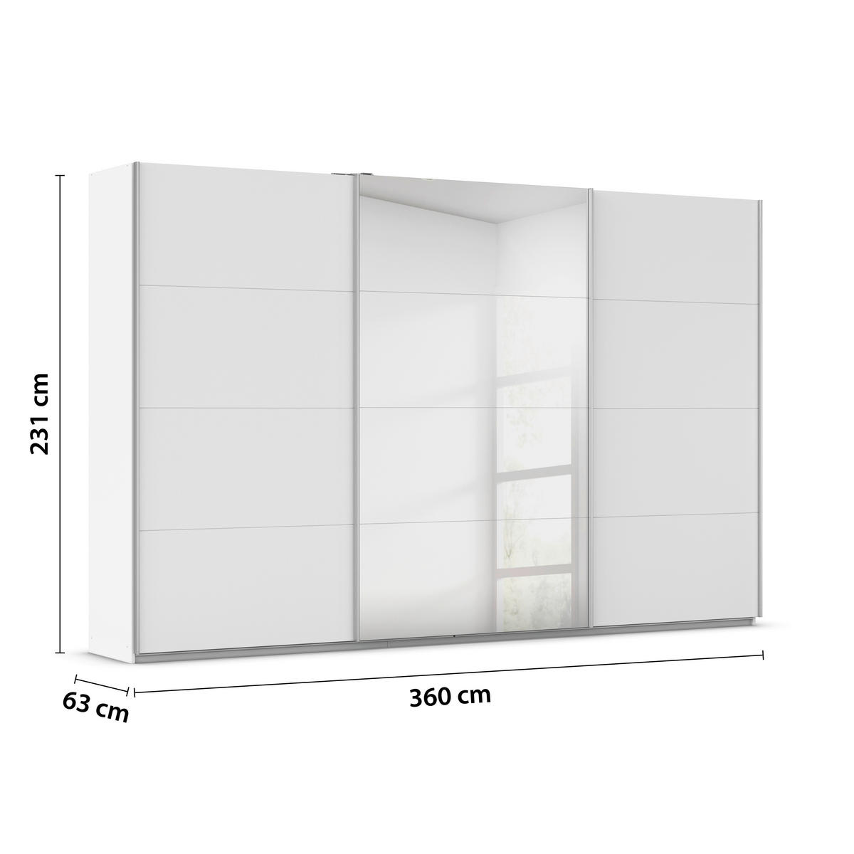 Kleiderschrank Kulmbach Alpinweiß B/H/T: ca. 360x229x62 cm Kulmbach - Alpinweiß/Alu (360,00/229,00/62,00cm)