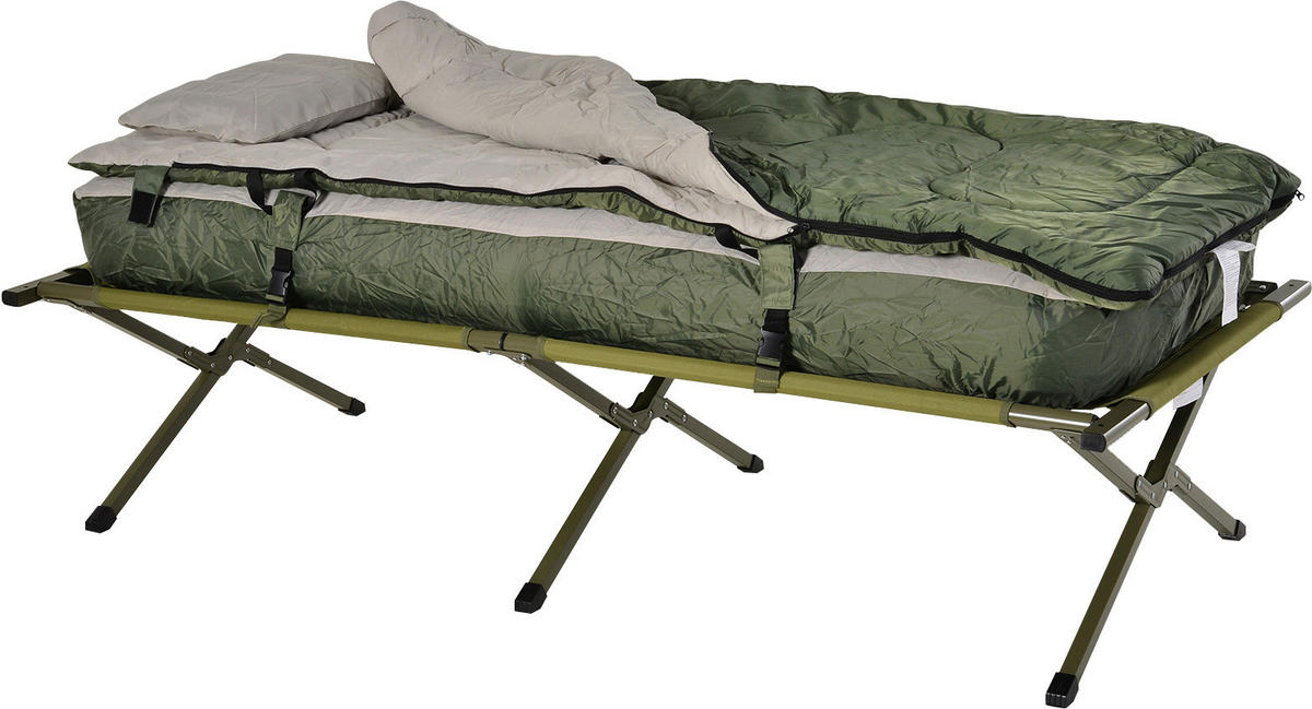 Outsunny Campingbett dunkelgrün Polyester-Mischgewebe B/H/L: ca. 78x118x193 cm Campingbett_4_in_1_Set - dunkelgrün (193,00/78,00/118,00cm) - Outsunny
