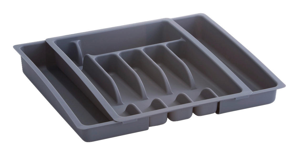 Zeller Besteckkasten ausziehbar grau B/H/L: ca. 38x7x48 cm Besteckkasten_ausziehbar - grau (48,00/38,00/7,00cm) - Zeller
