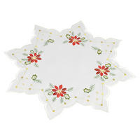 Deckchen Sterndeckchen Blüte 40cm rund creme - creme/rot (40,00cm)
