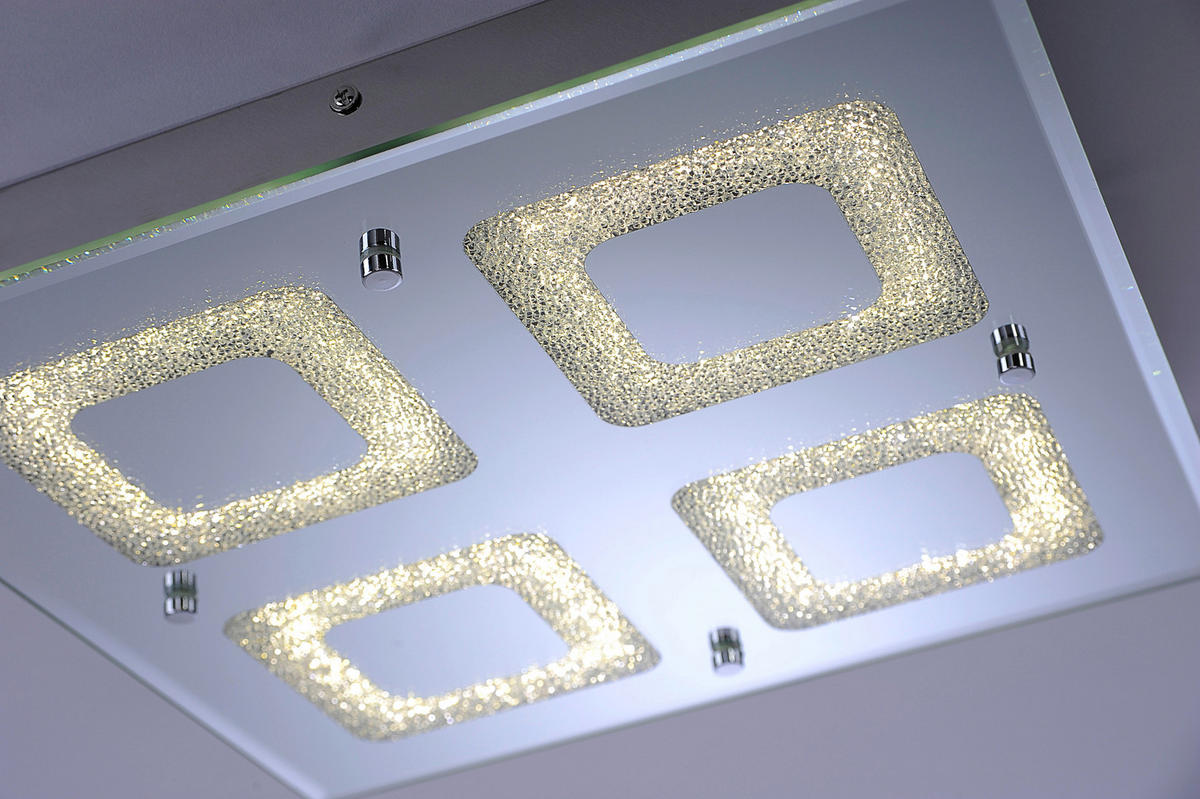 Just Light LED-Deckenleuchte LISA 11572-17 Chrom klar Metall Glas B/H/T: ca. 36x6,3x36 cm 4 Brennstellen LISA - klar/Chrom (36,00/6,30/36,00cm) - Just Light
