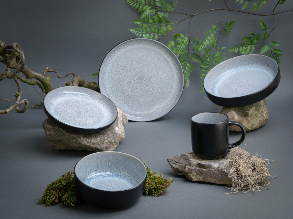 CreaTable Kombiservice Nordic Fjord grau Steinzeug 10 tlg. Nordic Fjord - grau - CreaTable