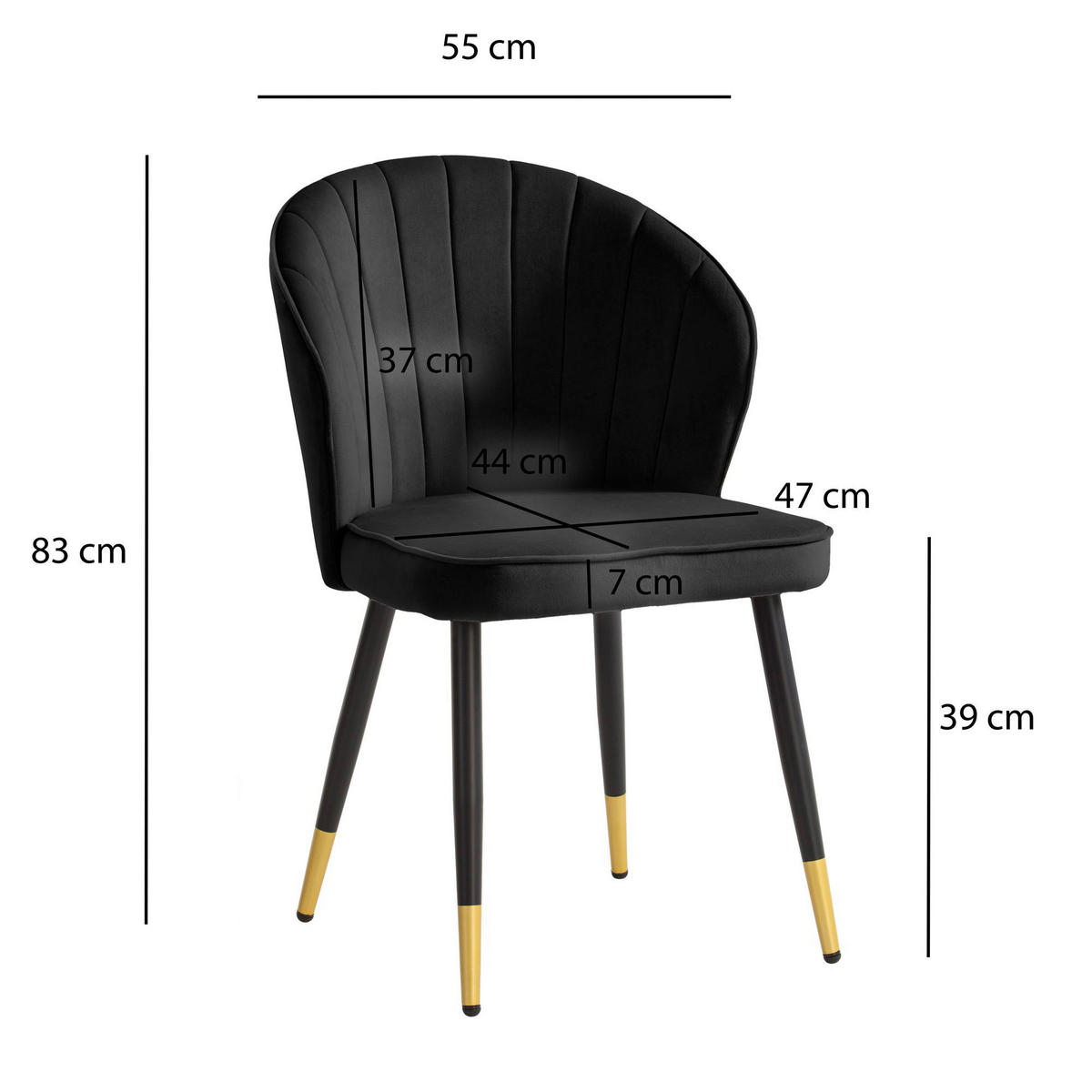 Stuhl 2er Set schwarz Polyester B/H/T: ca. 55x83x53 cm 2er Set - schwarz (55,00/83,00/53,00cm) - Wohnling