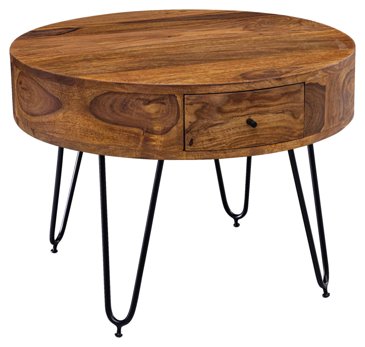 Couchtisch natur schwarz pulverbeschichtet B/H/T: ca. 60x44,5x60 cm Couchtisch - natur/schwarz (60,00/44,50/60,00cm) - Wohnling