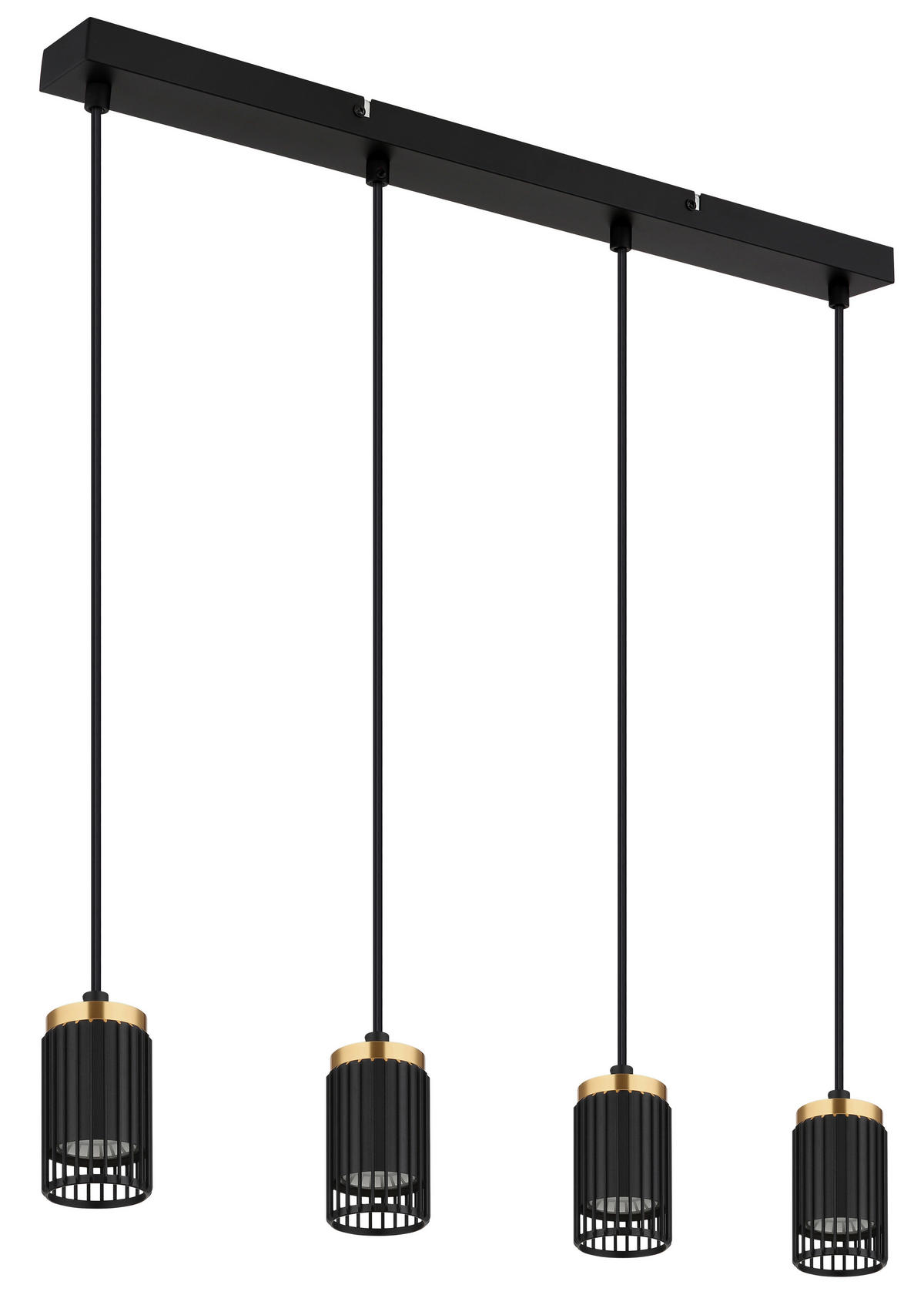 GLOBO Pendelleuchte mattschwarz Metall Aluminium B/H/T/L: ca. 6x120x60x60 cm GU10 4 Brennstellen Korben - mattschwarz (60,00/6,00/120,00cm) - GLOBO